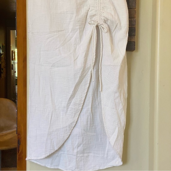 Free People New Natural Cerine Ruched Midi Skirt in Ivory NWOT - Picture 14 of 16